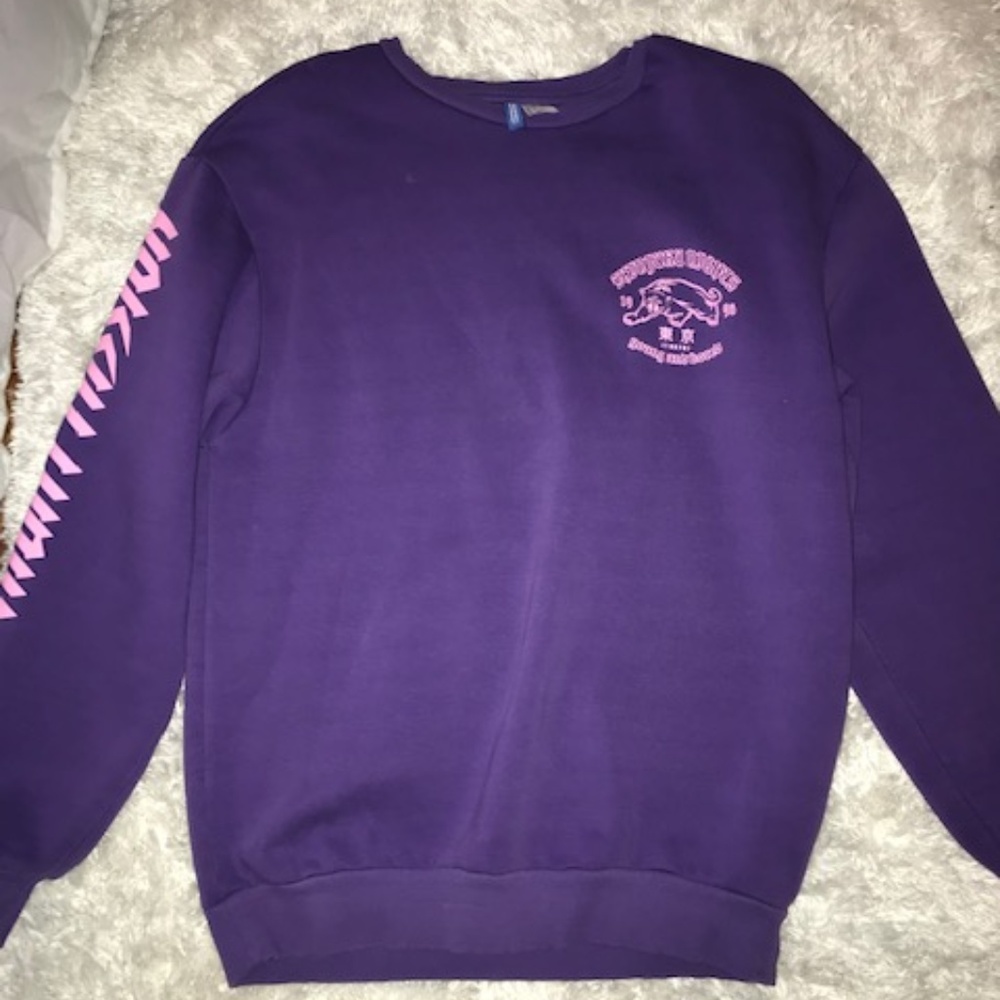 H&M purple young and bored sweatshirt